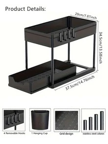 双层水槽收纳架、橱柜下层收纳架、双滑门橱柜篮抽屉、多功能浴室收纳篮、整理架、台面厨房收纳架、厨房装饰、节日礼物、厨房用品、厨房收纳架、浴室和厨房橱柜收纳单元、浴室和厨房多功能水槽收纳单元 - 彩色 - 查看 10