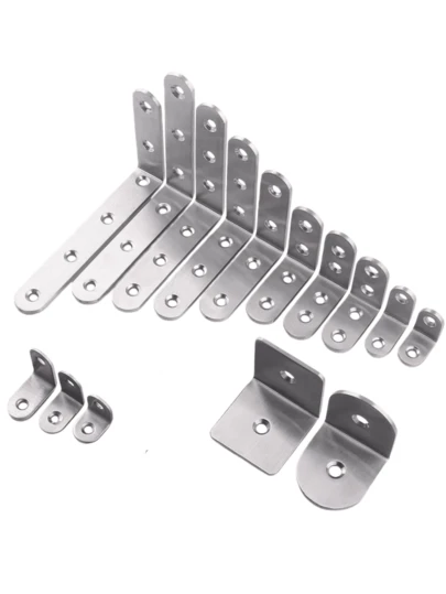 زاوية حديدية على شكل L بزاوية 90 درجة، موصل أثاث، مثبت، مكون دعامة زاوية ثلاثية الأضلاع، مناسب لحماية الزوايا، جهاز توصيل، للاستخدام اليومي المنزلي والخارجي، خاص لحماية الزوايا (مع البراغي المرفقة)