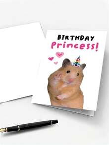 1pc "Birthday Princess" Celebration Greeting Card - Lovely Wishes For Daughter And Loved Ones | High-Quality Floral Crown Design | Suitable For Family, Friends And Special Occasions