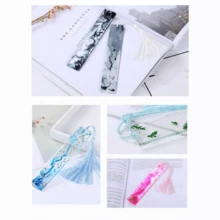 5pcs DIY Resin Bookmark Mold Kit, Includes 20pcs Random Color Tassels - Silicone Epoxy Resin Casting Mold, Can Make Rabbit, Cat, Feather And Rectangle Shapes - Great For Handmade Crafts - Apricot - View 6
