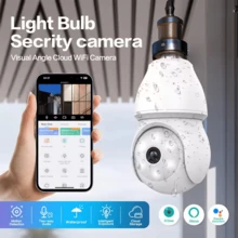 BOSSNEY 1080p WiFi Bulb Security Camera, 1080p HD WiFi Camera, 2MP Resolution, Color Night Vision, 360° Rotation, Automatic Face Tracking, Two-Way Audio, Smart Home Compatible.ICSee - White - View 3