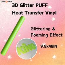 Pegatinas de vinilo con brillo 3D blanco CHEONET - Multicolor, adecuadas para camisetas DIY, bolsas, decoraciones navideñas, suministros para bodas DIY, vinilo de transferencia térmica para todas las máquinas de corte, fácil de cortar - Multicolor - Ver 63