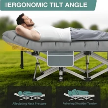 DEYUI Portable Adult Sleeping Bed Frame With Mattress | 755/655/555/455/355 Lb Load Capacity, Foldable Guest/Camping Bed, Ideal For Teenagers And Adults, Suitable For Travel, Patio, Terrace, And Outdoor Use, Oxford Cloth Cover, Alloy Steel Frame. - Giá tốt, nặng 555lbs, bộ màu xám kèm nệm. - Xem 4