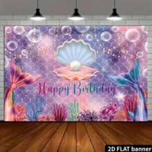 2D Flat Ocean Mermaid Photography Backdrop - Colorful Coral Fish Aquarium Wall Hanging Ocean Background, Suitable For Mermaid Party, Birthday, Birthday Party Elements Backdrop, Applicable For Indoor/Outdoor Party, Photography Shooting, Home Decor, Garage Door Display, No Electricity Required, Birthday Party Decoration - Multicolor - View 5