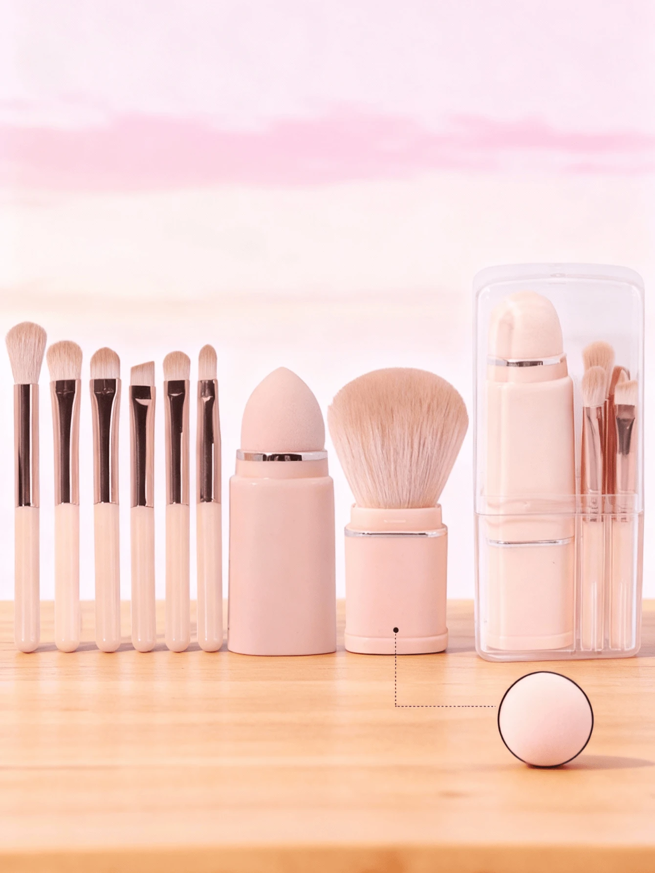 Mini Makeup Brush Set, Travel Size Small Brush Set With Storage Box, Suitable For Women Daily Makeup Tools - Multicolor - View 1