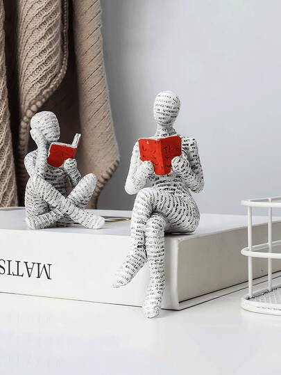 1pc Resin Sculpture Of Reading Woman, Decorative Figurine For Desk, Home, Office, Garden, Birthday Gift