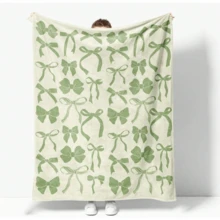 1pc Cozy Bowknot Print Flannel Blanket - Soft, Vintage-Inspired Design With Pink Bows On White, All-Season Comfort For Home, Office, Camping & Travel, Machine Washable, Perfect For Halloween & Christmas Decor, Travel Accessory |   Playful Pattern |   Soft Texture, Blanket For Bed - Nhiều màu 37 - Xem 16