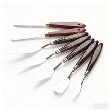 Professional Painting Palette Knife Set, 7 Piece Stainless Steel Blades With Wood Handles, Numbered 1-5 Plus 2 Classic Style - 7pcs - View 4