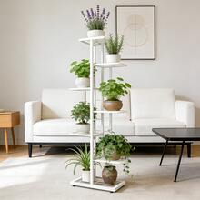 1-Piece 7/6/5/4-Tier Metal Plant Stand - Versatile Indoor/Outdoor Display Rack For Flower Pots, Modern Home Decor, And Gardening Storage. Perfectly Fits Balconies, Corners, Bathrooms, And Living Room Decor. Available In Multiple Colors. Ideal For Home Decor With Artificial Plants, Plant Stands, And Flower Baskets-An Essential Home Storage Solution. Latest Upgraded Flower Stand/Storage Rack/Display Shelving Unit. Versatile Frame Seamlessly Integrates Into Living Rooms, Entryways, Offices, Or Outdoor Patios And Gardens. - 白色/7層 - 查看 5