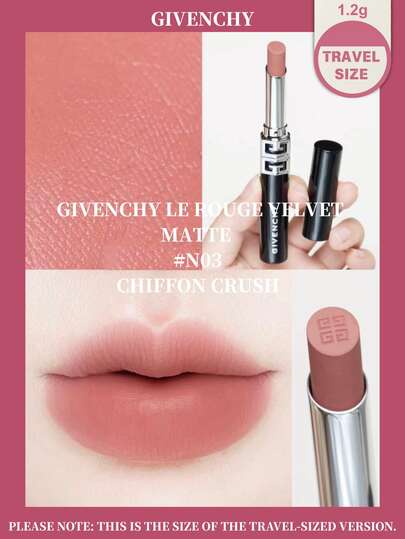 Givenchy 【旅行装 - 1.2克 - #N03/#P09】纪梵希丝绒哑光唇膏 #N03 - 雪纺薄纱 - 1.2克 #P09 - 腮红薄纱 - 1.2克