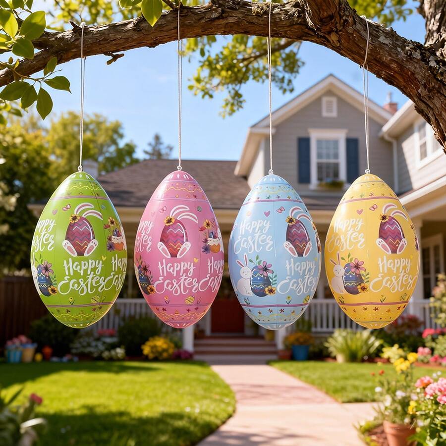 Inflatable Easter Eggs, Outdoor Inflatable PVC Easter Eggs, Suitable For Outdoor Inflatable Decoration, Indoor Holiday Atmosphere Arrangement - Multicolor - View 1
