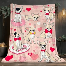 1pc Cozy Bowknot Print Flannel Blanket - Soft, Vintage-Inspired Design With Pink Bows On White, All-Season Comfort For Home, Office, Camping & Travel, Machine Washable, Perfect For Halloween & Christmas Decor, Travel Accessory |   Playful Pattern |   Soft Texture, Blanket For Bed - 多色12 - 查看 15