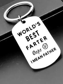 Men's World's Best Farter Father's Day Metal Keychain Gift For Dad Backpack Pendant Bag Charm Purse Charm Keyring - Silver - View 6