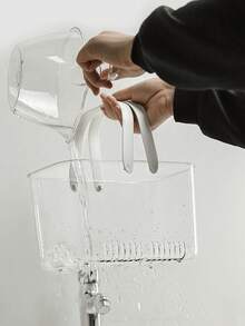 1pc Transparent Shower Caddy, Bathroom Toiletry Storage Basket - Transparent - View 5