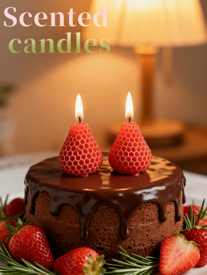 Strawberry Scented Candle, Strawberry Fragrance Candle, Creamy Strawberry Scented Candle, Smokeless Soy Wax Candle, Ideal For Photography Props, Indoor Fragrance Decor And Holiday Gifts, Can Be Used For Stress Relief, Relaxation, Bathing, Yoga And Holiday Gifts, Room Decoration, Perfect For Valentine's Day Decor And Special Occasions