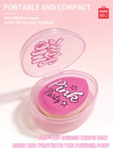 Nom conjoint de MINISO Link Party, Ensemble de 3 sacs cosmétiques avec étui de protection - En cuir PU antidérapant, utilisé pour la poudre et le correcteur, cadeau portable et charmant, cadeaux, voyage, articles bon marché, accessoires de voyage - Rose bonbon - Voir 7