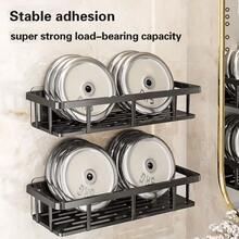 1/2 Pcs No Drill Black Wall Mounted Shelves, Shower Caddy Set, Space-Saving Hanging Storage Rack For Shampoo, Conditioner Etc. | Modern Bathroom Shelf, Bathroom Storage Solution, Space-Saving Storage, Shower Organization, Minimalist Organizer, Compact Design - Multicolor - View 10