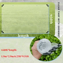 1片透明加厚PVC篷布，带金属扣眼和加固边缘 - 防水防撕裂，适用于庭院、门廊和户外空间 - 白色 - 查看 13