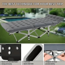 [Comfortable Folding Bed] 1 Extra-Large Heavy-Duty 75-Inch Folding Bed With Mattress, Camping Bed, Portable Folding Bed, Guest Bed, Suitable For Teenagers, Adults, Travelers, Gardens, Balconies, Camping Gear And Equipment. - 小號灰色-不含床墊 - 查看 9