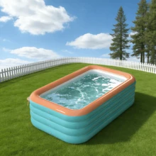 1 bể bơi bơm hơi 4 lớp cỡ lớn và dày, kích thước 120 x 68 x 27 inch, chất liệu PVC bền chắc, phù hợp cho người lớn, sân sau, vườn, công viên nước mùa xuân/hè, có thể gấp gọn, dễ mang theo, màu xanh dương/xanh lá cây/cam, món quà tuyệt vời cho ngày Valentine. - Nhiều màu - Xem 8