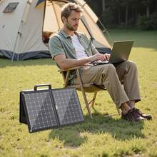 30W Double-Fold Solar Panel, Ultra-Thin And Portable Design, Outdoor Camping Emergency Power Supply, Suitable For Mobile Phone Power Banks And Drones. Camping Solar Panel, Lightweight Charger, Solar Charger, Double-Fold Panel, Suitable For Campers. - Black - View 6