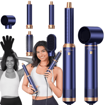 ATOPSKINS 自动卷发热风造型器 - 无刷电机 | 沙龙级卷发/直发 | 圣诞新年节日礼盒套装，旅行必备，适合所有发质（绿/蓝）