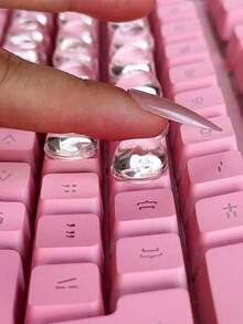 10pcs/Pack Crystal Clear Keyboard Stickers, Designed For Women, Keyboard Decals, Typing Stickers, 3D Nail Art Accessories, Special Transparent Decoration, Non-Damaging To Nails, Transparent DIY Keycaps, Self-Adhesive, Women's Office Keycaps, Damage Resistant, Long Nails Typing Tool, Nail Art Typing Stickers, Transparent Silicone Keycaps, 3D Stickers - Multicolor - View 2