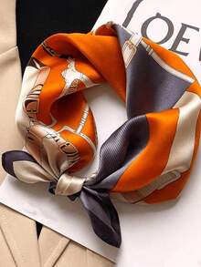 Women's Printed Silk Scarf, Headband, Shawl, Winter Headwrap, Ladies Headscarf - Multicolor - View 3