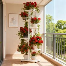 Indoor/Outdoor Metal Plant Stand 7/6/5/4 Tier Plant Stand---Features Rust-Proof Coating For Durability And Strength. Even Grid Layout EnsuresIdeal For Patios, Corner Balconies, Living Rooms, Studies, And More. Available In Multiple Colors. - White/6 Layers - View 12