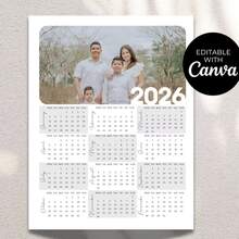 Customizable 2026 Photo Calendar Template, Personalized Family Photo Calendar, Custom Photo Gift, Wall Calendar, Printable Canva Template - Multicolor - View 4