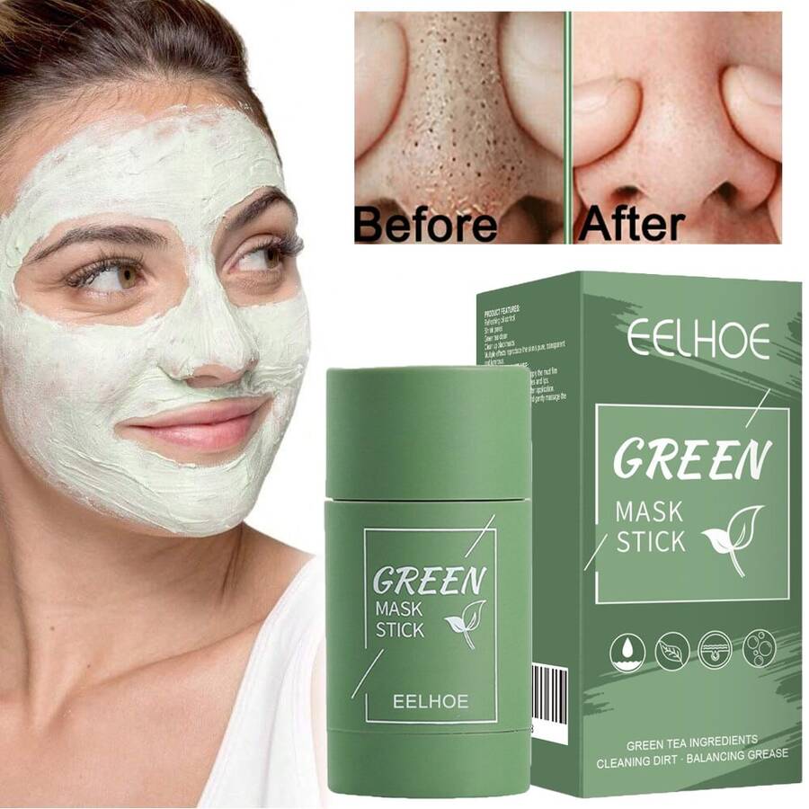 2pcs,Green Tea Mud Film, Deeply Cleanses Pores, Removes Blackheads, Delicately Shrinks Pores, Gently Cleanses, Controls Oil, Moisturizes, Smear-Type Mud Film Stick - 綠色 - 查看 1