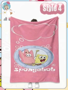 SpongeBob SquarePants 卡通方裤子午睡毯，办公室午睡毯，卧室空调毯，柔软毯套 - 彩色 - 查看 14
