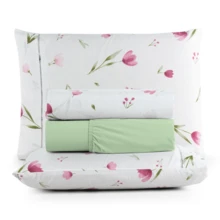 4-Piece Sheet Set, 100% Cotton Percale, Single, Double, Queen, King Sizes - 鬱金香 - 查看 1