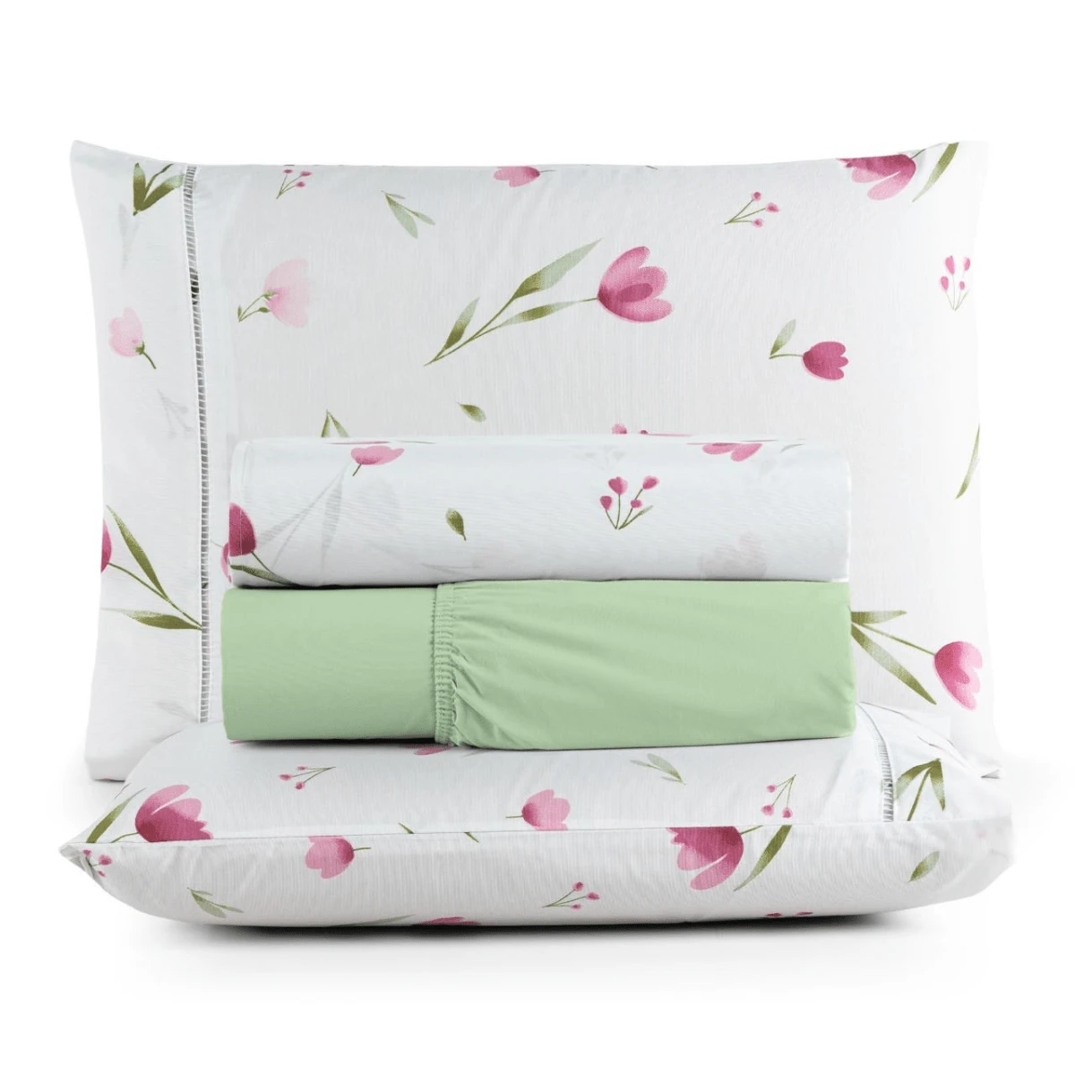 4-Piece Sheet Set, 100% Cotton Percale, Single, Double, Queen, King Sizes - 鬱金香 - 查看 1