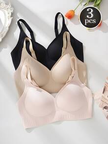 3PCS Women's Seamless Jelly Bra, Wirefree, Solid Color For Everyday & Special Occasions, Occasion Lingerie, Sleek Lingerie, Comfortable Fit, Flexible Material - Nhiều màu1 - Xem 5