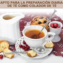 2 piezas Colador de té de acero inoxidable, Filtro de té tipo prensa con mango, Colador de té con bola a presión, Bola multiusos para el té, Colador de té con resorte, para hogar, oficina, restaurante, suministros de té, de vuelta a la escuela,Stainless Steel Tea Strainer, Infusor deé, Colador de Azúcar en Polvo, se Puede Utilizar para Filtrar Hojas deé,Especias,Condiment - Plateado - Ver 2