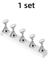 2 Sets (10pcs) - Nail Art Tray, Nail Art Stand Set (Base Only), Nail Art Press Stand, Nail Art Practice Hand Tray, Pre-Coated Nail Art Stand, Nail Art Display Rack, Home Nail Salon Starter Kit (Pink)