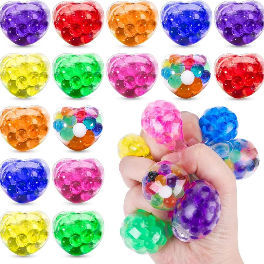 24 pièces Mini Jouets Squishy en forme de cœur pour la Saint-Valentin, avec balles à presser, cadeaux de fête pour enfants et adultes, en couleurs vives et raffinées, jouets sensoriels à presser, récompenses en classe, remplissages de sacs cadeaux, garnitures de bas de Noël, cadeaux de la Saint-Valentin, variétés assorties - Multicolore - Voir 1
