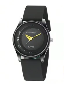 Cute Colorful Pattern Pink Silicone Strap Quartz Watch Girl's Fashion Casual Analog Wristwatch - Black - View 8