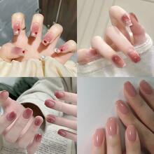 4 Boxes 96Pcs Short Squoval Press On Nails 24PCS Premium Sheer Blush Pink Heart Ombre Press On Nails, Short Ballet Oval False Nails, Wholesale Ready-To-Wear Luxury Fake Nails For Women, Nail Salons & Brides, Spring Summer Wedding, Party, Date Manicure Set.French Tip Nails,Stiletto Nails,Poly Gel Nail Kit,Cute Nails,Fake Nails Press On.Pink Nails. - 混合裝463 - 查看 11