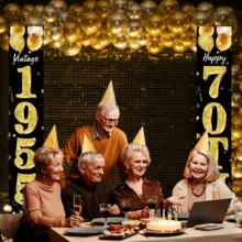1pc Black & Gold Vintage Birthday Party Banner, Suitable For 40th, 50th, 60th, 70th Birthday Celebration Of Men/Women, For Retro Birthday Decor, Anniversary, Photography Studio Backdrop, Front Door Banner, Home/Indoor/Outdoor Decoration - Multicolor - View 8