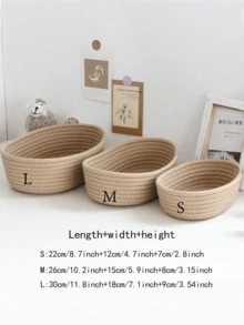 椭圆形储物篮，编织简约风格蓝色素色篮子，适用于客厅书桌、零食、水果、玩具储物、走廊、浴室，以及返校