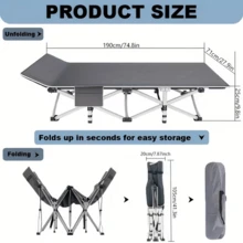 DEYUI Portable Adult Sleeping Bed Frame With Mattress | 755/655/555/455/355 Lb Load Capacity, Foldable Guest/Camping Bed, Ideal For Teenagers And Adults, Suitable For Travel, Patio, Terrace, And Outdoor Use, Oxford Cloth Cover, Alloy Steel Frame. - Giá tốt, nặng 555lbs, bộ màu xám kèm nệm. - Xem 3