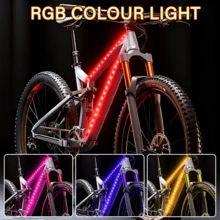 2-In-1 RGB Color-Changing LED Bicycle Light, Battery-Powered Frame Light, Improves Visibility While Riding At Night, Suitable For Bicycles, Scooters, Tricycles, Etc., Colorful Decorative Bicycle Light, Battery-Powered LED Light, Bicycle Accessory, Batteries Not Included, Christmas Gift. - 2-in-1 RGB Color-changing LED Bicycle Light - View 5