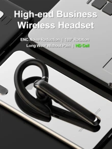 REMAX 180° Rotatable Bluetooth Earphone, Dual-Device Connection, Waterproof & Sweatproof, ENC Noise Cancellation, HD Call Quality, Voice Prompt, Suitable For Business Use - Black - View 1