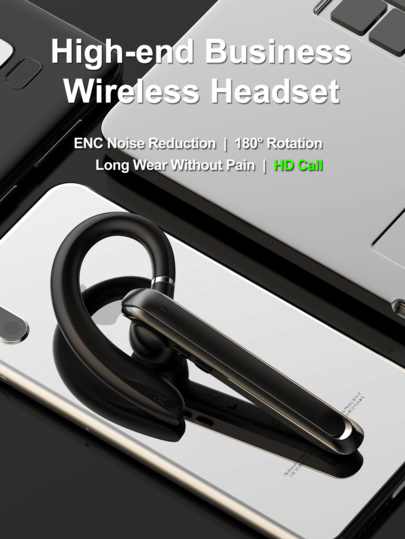 REMAX 180° Rotatable Bluetooth Earphone, Dual-Device Connection, Waterproof & Sweatproof, ENC Noise Cancellation, HD Call Quality, Voice Prompt, Suitable For Business Use