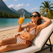 全新性感面料吊坠项链肩带女式泳衣套装 - 鏽棕色 - 查看 6