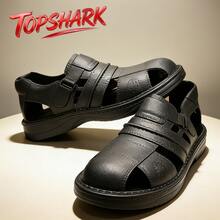 TopShark Sandalias de moda para hombre: Detalles cosidos a mano, diseño versátil, ligeras y transpirables, ideales para camping, viajes cortos, paseos por la playa, ropa informal de oficina y uso diario. Resistentes y con un estilo único - Marrón Chocolate - Ver 3