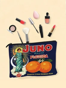 1PC Vintage Florida Food Signs 1-Juno Brand Cosmetic Bag |Makeup Bag Makeup Bag Cosmetic Bag,Portable Cosmetic Lipstick Bag,Travel Essential, For Girl Gift Cosmetic Bag Zipper Pouch Bags - Multicolor - View 5
