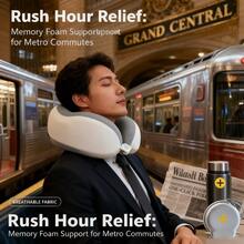 Upgraded 100% Pure Memory Foam Travel Pillow, Multi-Functional Neck Pillow For Airplane Flights, Car Rides, Trains & Office Nap, Portable U-Shaped Pillow With Multiple Colors Almohada Cervical Pillows Travel Pillows For Airplane - 灰白 - 查看 2